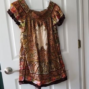 Scarf print short dress/swimsuit cover up